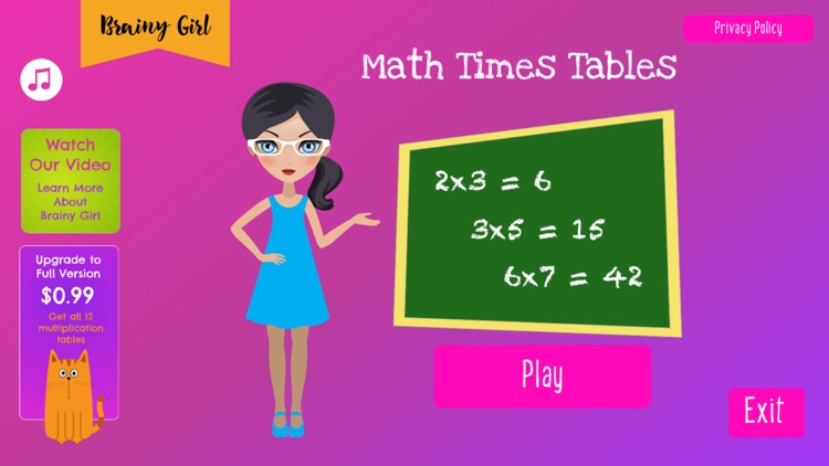 BrainyGirl Math Times Tables