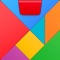 Arrange puzzle pieces to match on-screen shapes