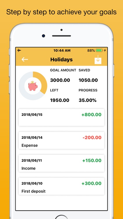 Savings Goals + Save money app