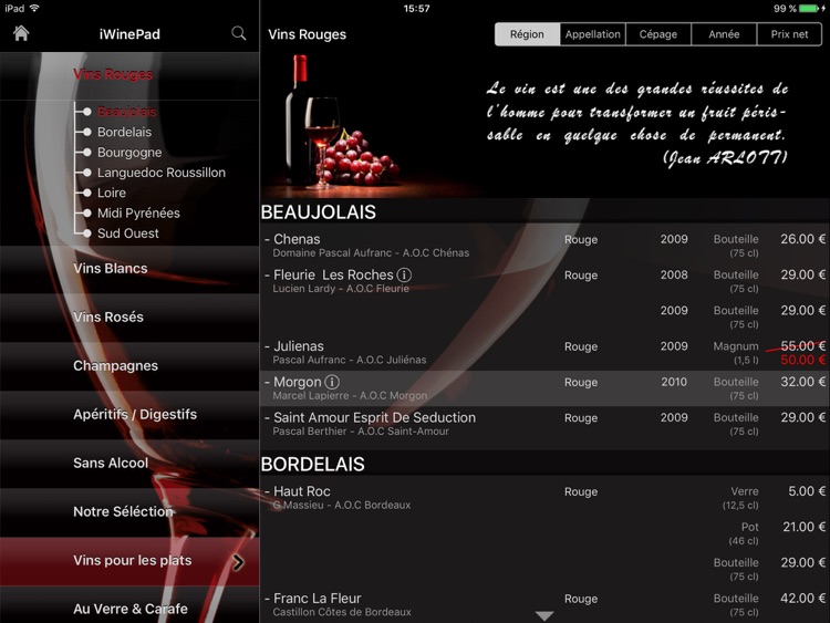 iWinePad - La Carte des Vins