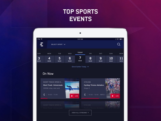 Eurosport Player iPad app afbeelding 3