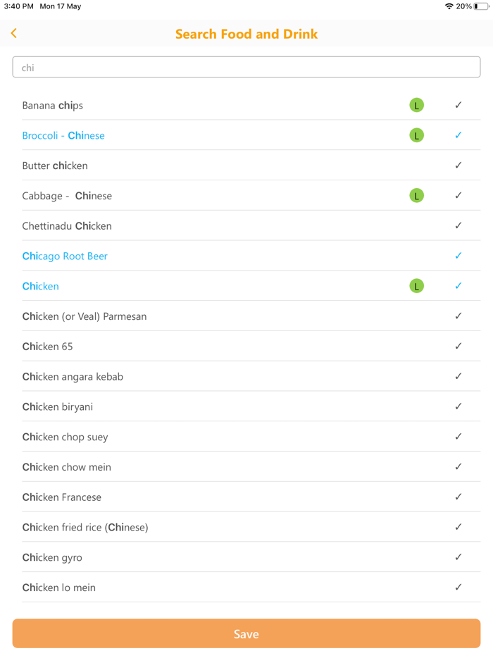 Candor IBS, FODMAP tracker