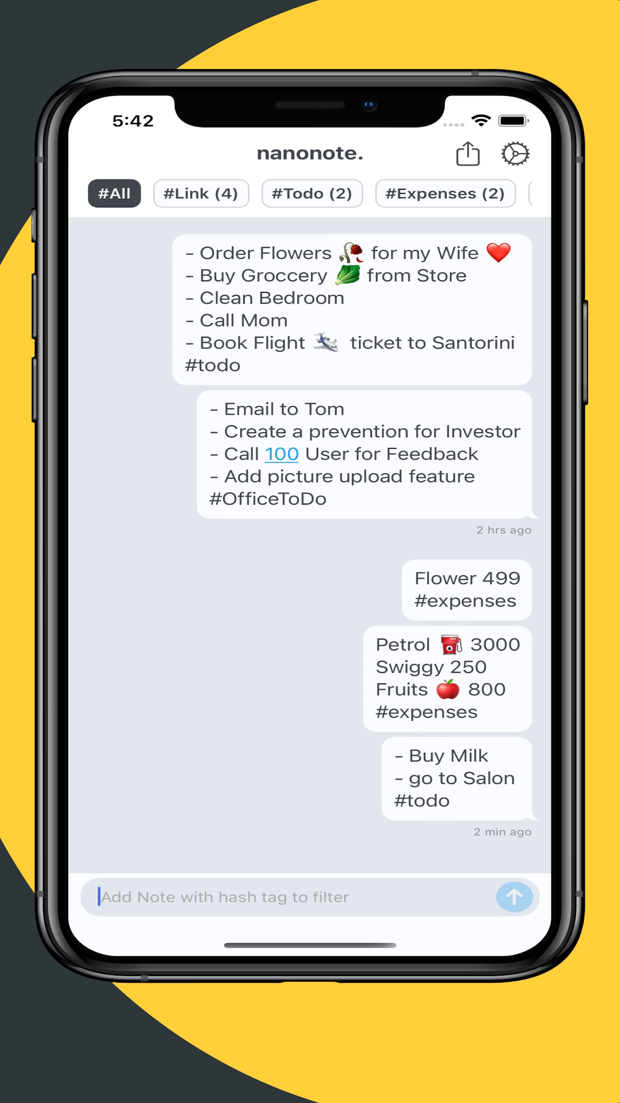 Screenshot do app nanonote - Note to Self