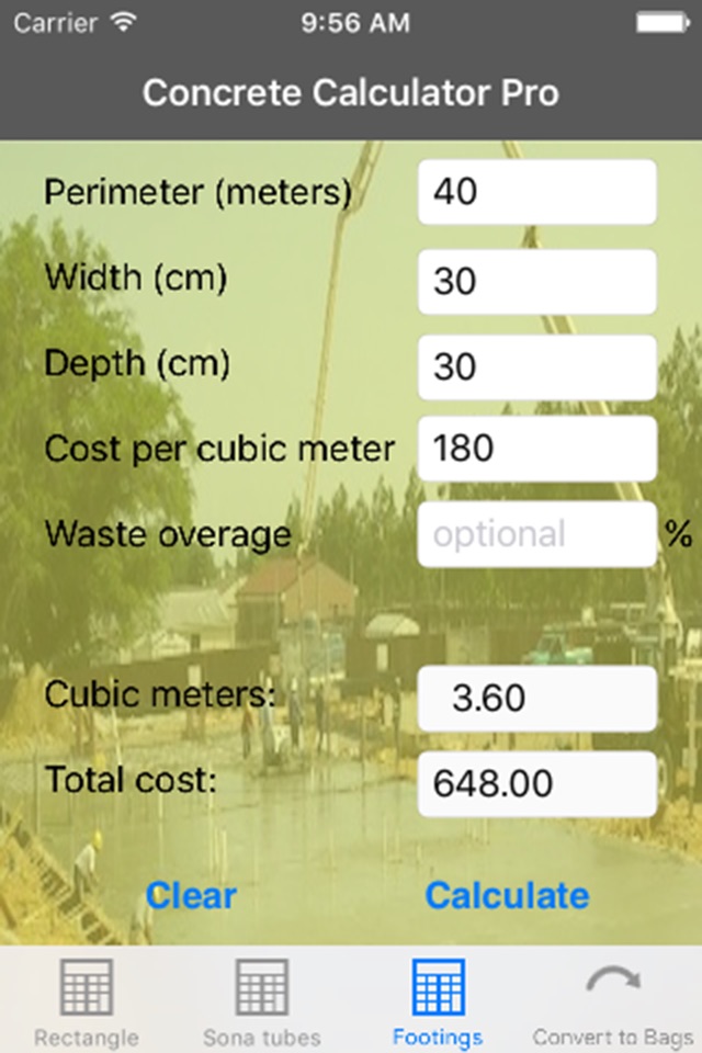 Concrete Calculator Pro Metric screenshot 3