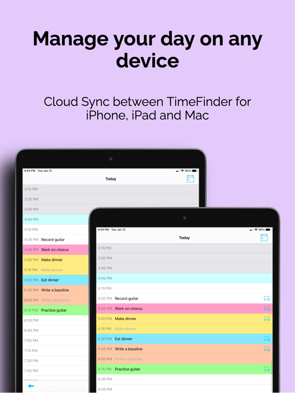 TimeFinder Hourly Planner App voor iPhone, iPad en iPod touch