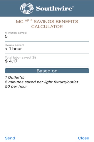 Southwire® MCAP® Savings Calc screenshot 2