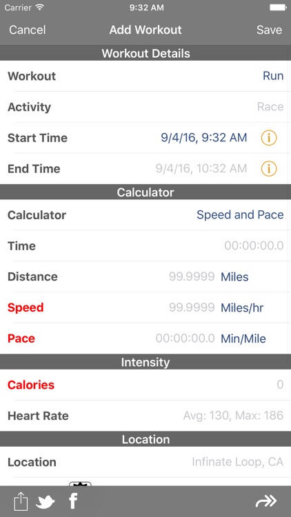 Run Speeds - Track and log your workouts