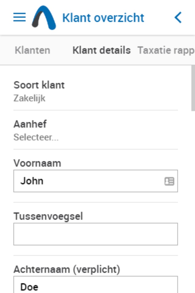 Klantenregistratie screenshot 3