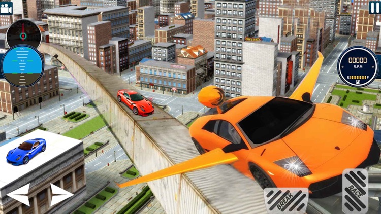 City Futuristic Flying car driving