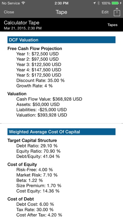 Business Valuation Screenshot 4