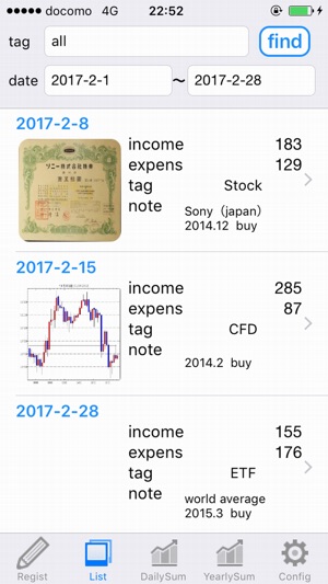 Investment Diary - Profit and loss manag