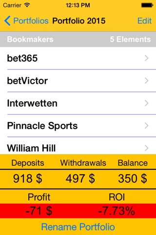 Betting Portfolio screenshot 2