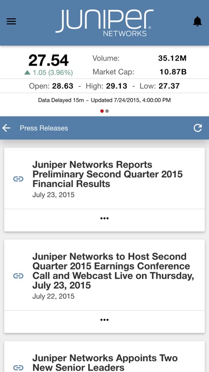 Juniper Networks Investor App