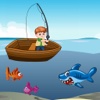 Challenge of fishing and shark