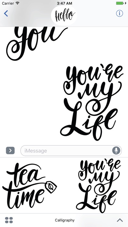 Hello Calligraphy! Stickers for iMessage screenshot-3