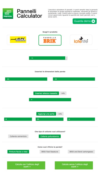 Pannelli Calculator