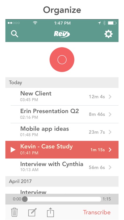 Rev Voice Recorder: Audio Transcription