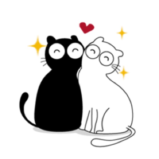 Black And White Kitty Love Sticker