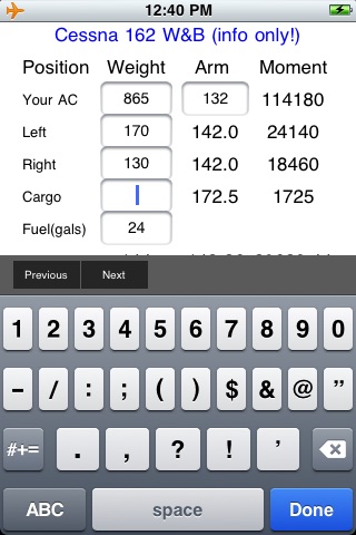 C162 Weight and Balance Calculator screenshot 2