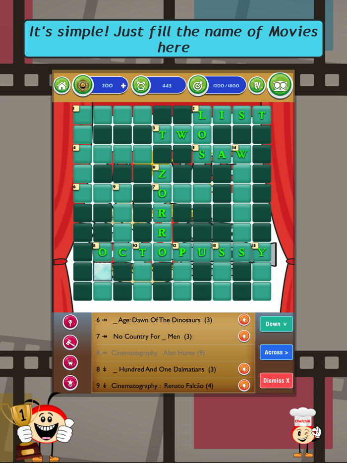 Movies Crosswords Puzzle