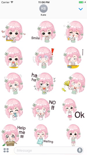 Pearl Pink Hair Girl English Stickers(圖2)-速報App