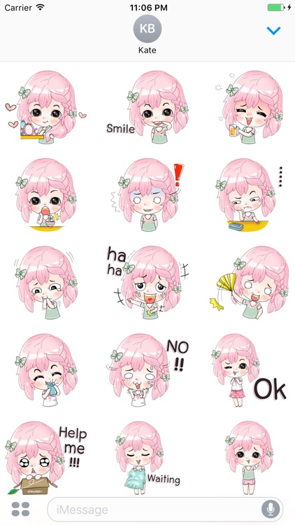 Pearl Pink Hair Girl English Stickers