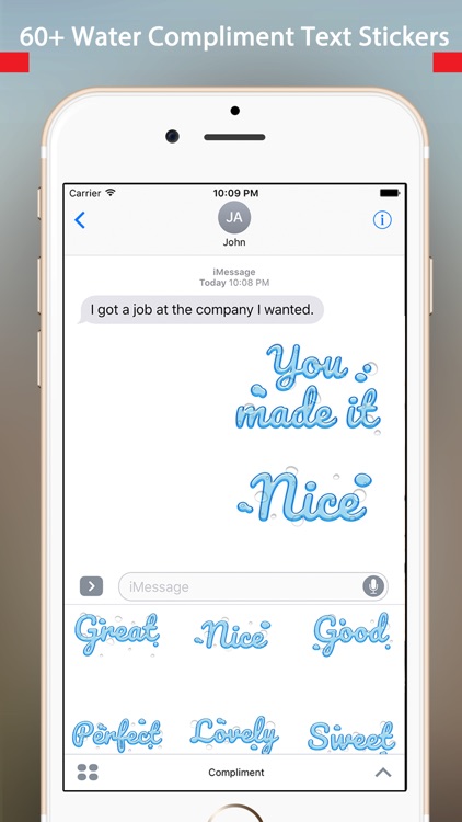 Compliment - Cool Water Text Stickers