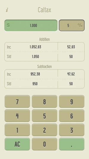 Caltax - Taxes, IVA and Percents Calcula