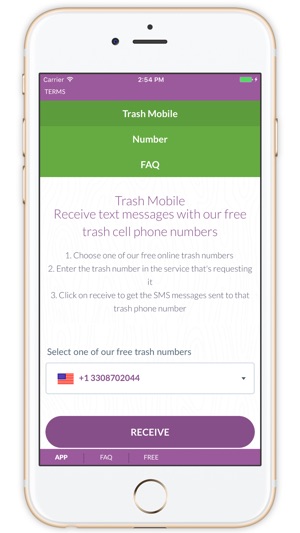 Trash Mobile - Receive text messages onl