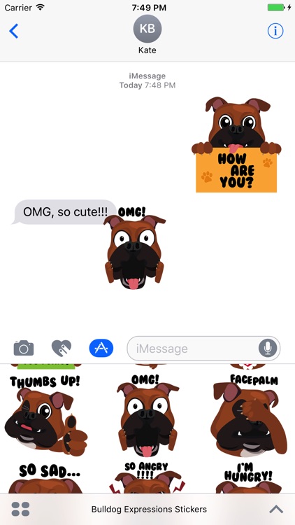 Bulldog Expressions Stickers for iMessage