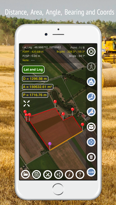 Planimeter - Field Area Measure on Map and by GPS Tracking Screenshot 1