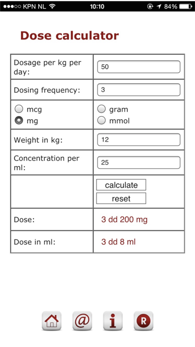 Pediatric dosage calculator Screenshot 2