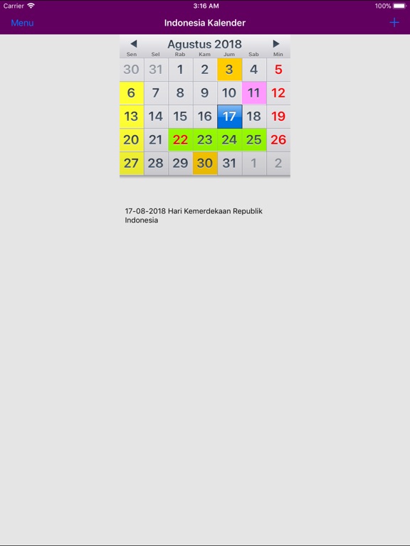 Kalender Indonesia 2018 iPad Kalender Indonesia 2018 iPad