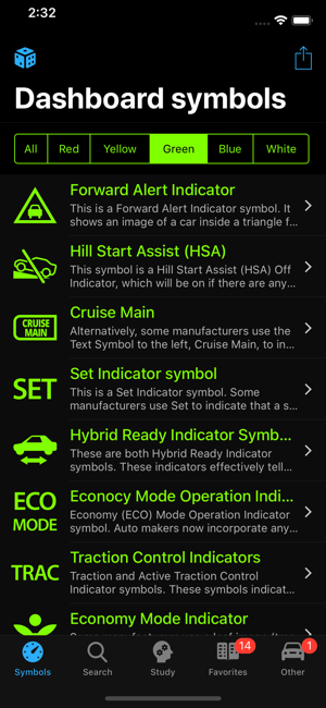 dashboard alert symbols