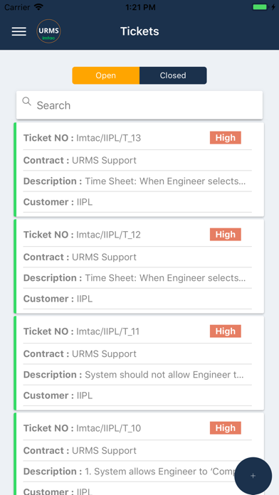 URMS Ticketing System screenshot 2