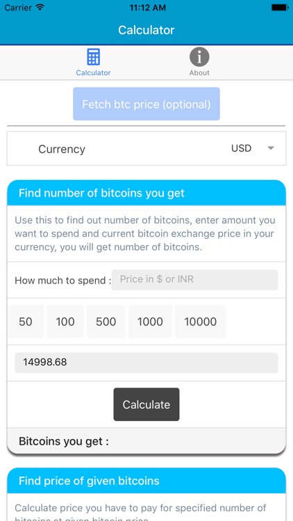 Bitcoin Price Calculator