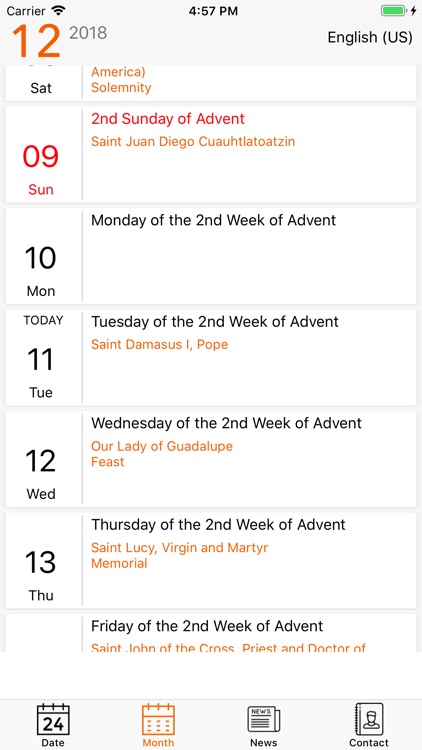 Roman Catholic Calendar