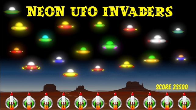 Neon UFO Invaders from Space