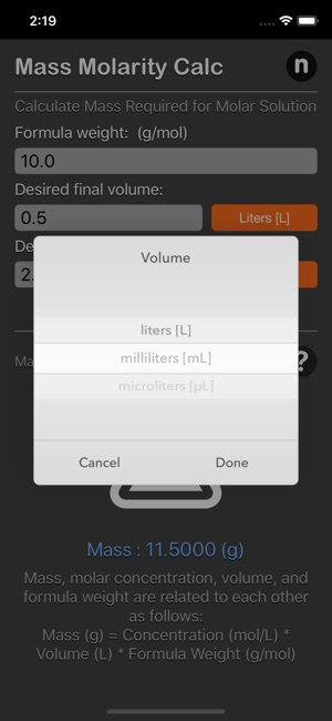 Mass Molarity Calculator(圖3)-速報App