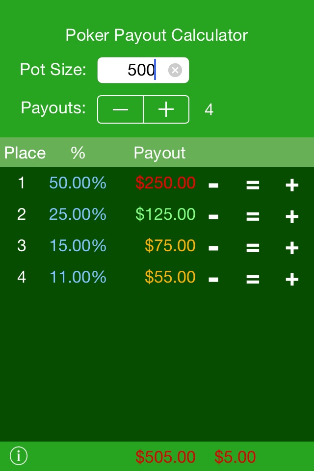 Poker Payout Calc screenshot 3