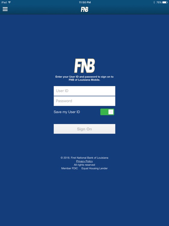 FNB of LA Mobile for iPad