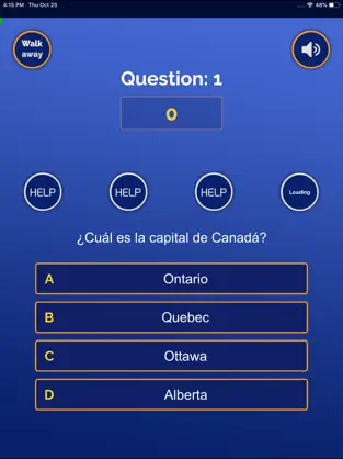 Screenshot 1 juego de preguntas millonario iphone