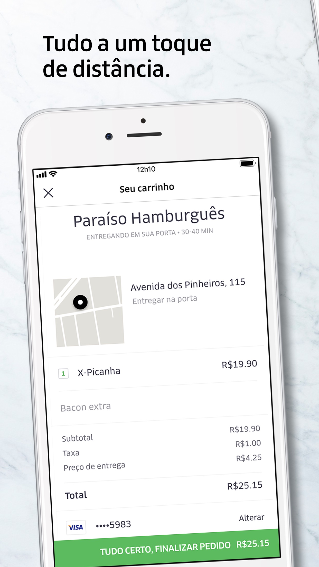 Screenshot do app Uber Eats: entrega de comida