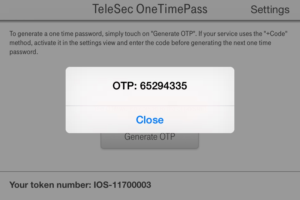 TeleSec OneTimePass SmartToken screenshot 3