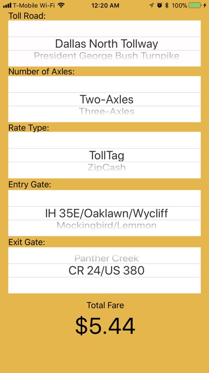 DFW Quick Toll Calculator