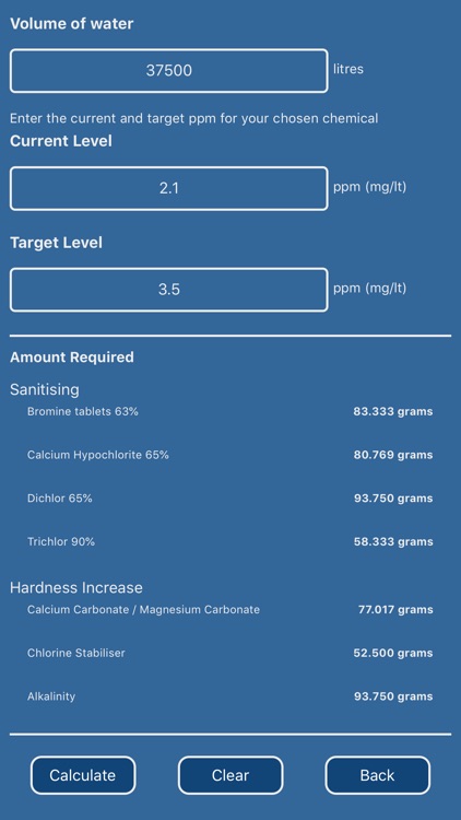 Pool Chemical & Volume Calc