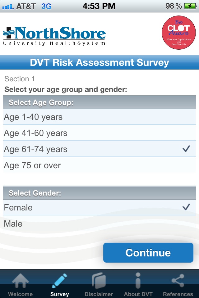 Caprini DVT Risk screenshot 2