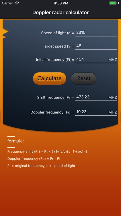 Doppler radar calculator