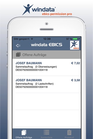 windata EBICS permission pro screenshot 4