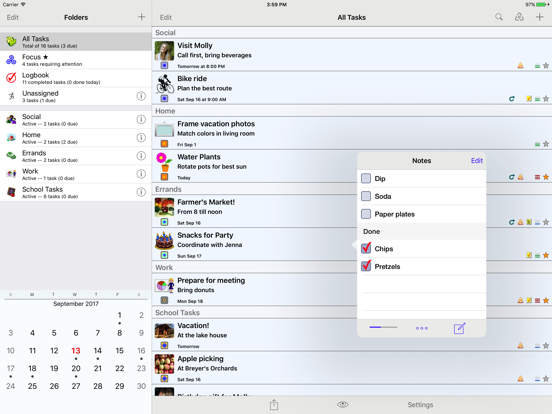 Screenshots of Errands To-Do List for iPad